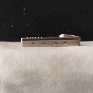 Silver Tone Tie Bar with Cutout Detail